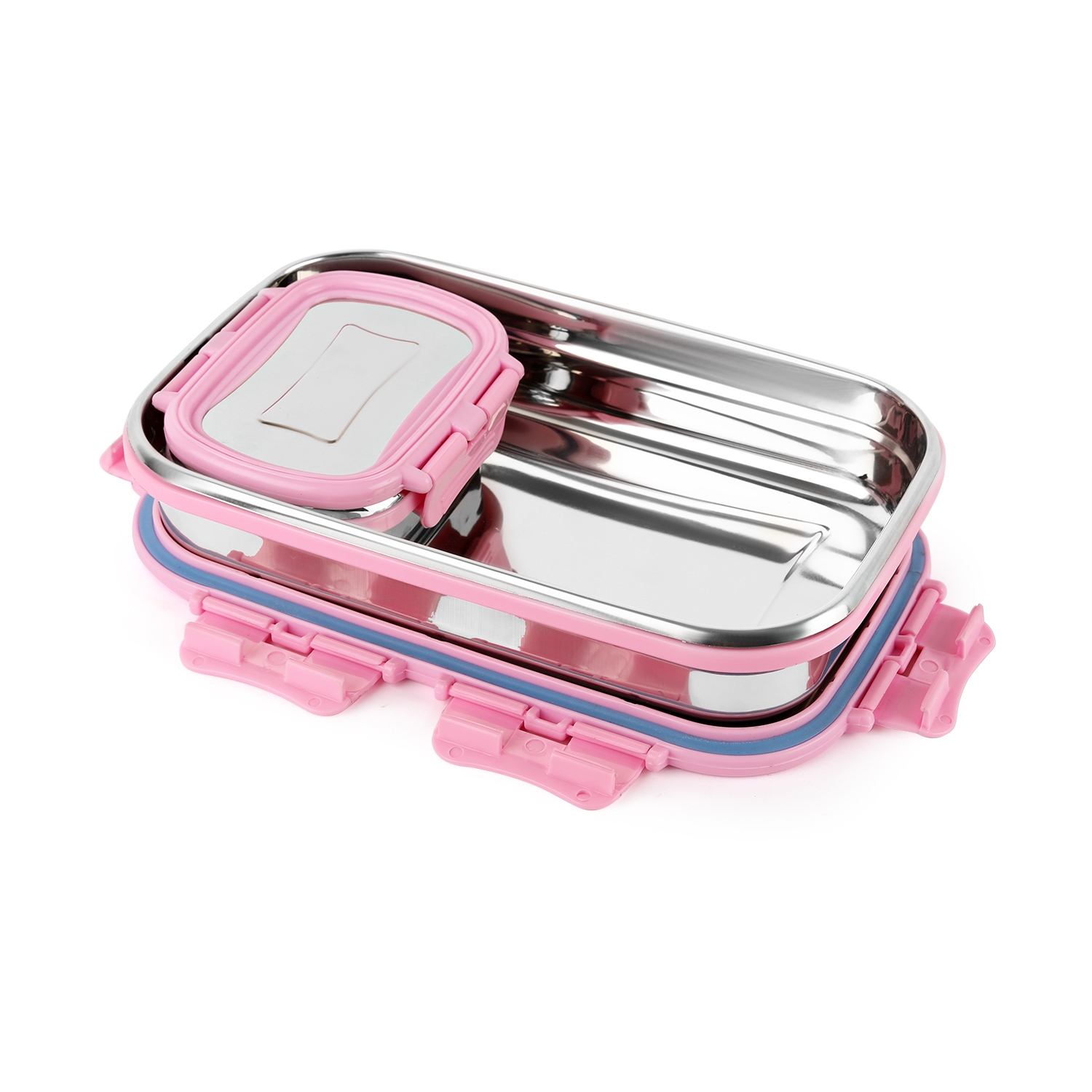 CELLO CLICK IT STAINLESS STEEL LUNCH PACK FOR OFFICE & SCHOOL USE (VEG BOX INCLUDED PINK)