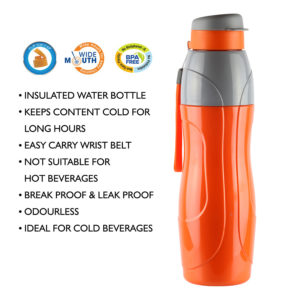 CELLO PURO SPORTS WATER BOTTLE STEEL INNER, 900ML, ORANGE