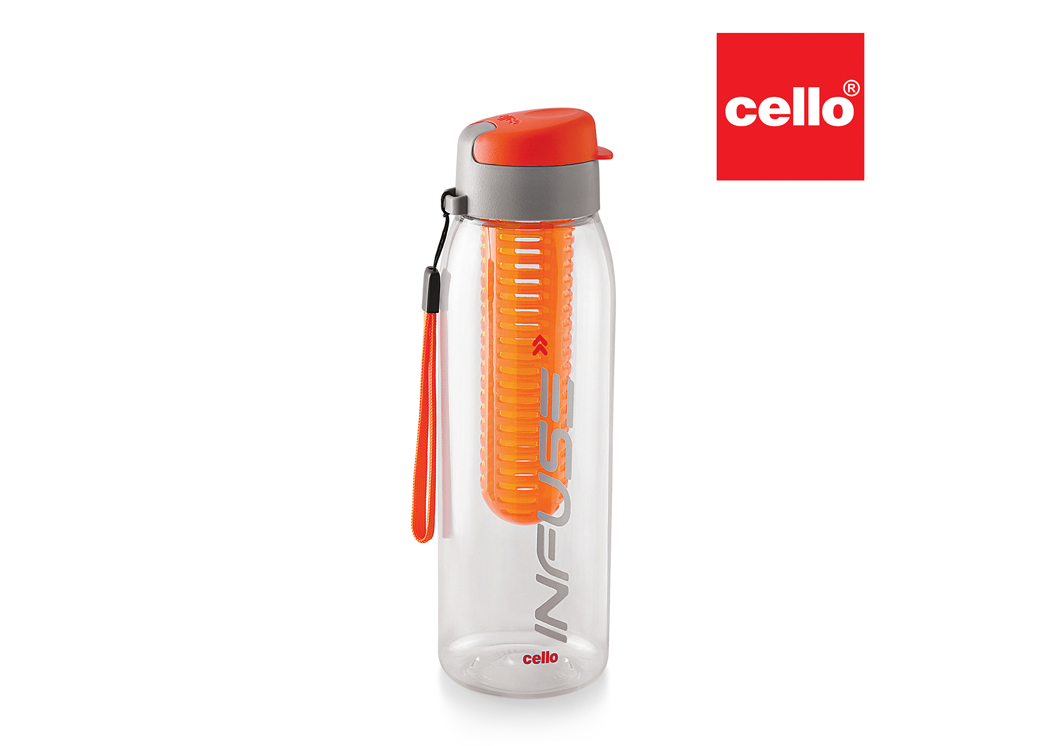 CELLO INFUSE PLASTIC WATTER BOTTLE, 800ML, ORANGE