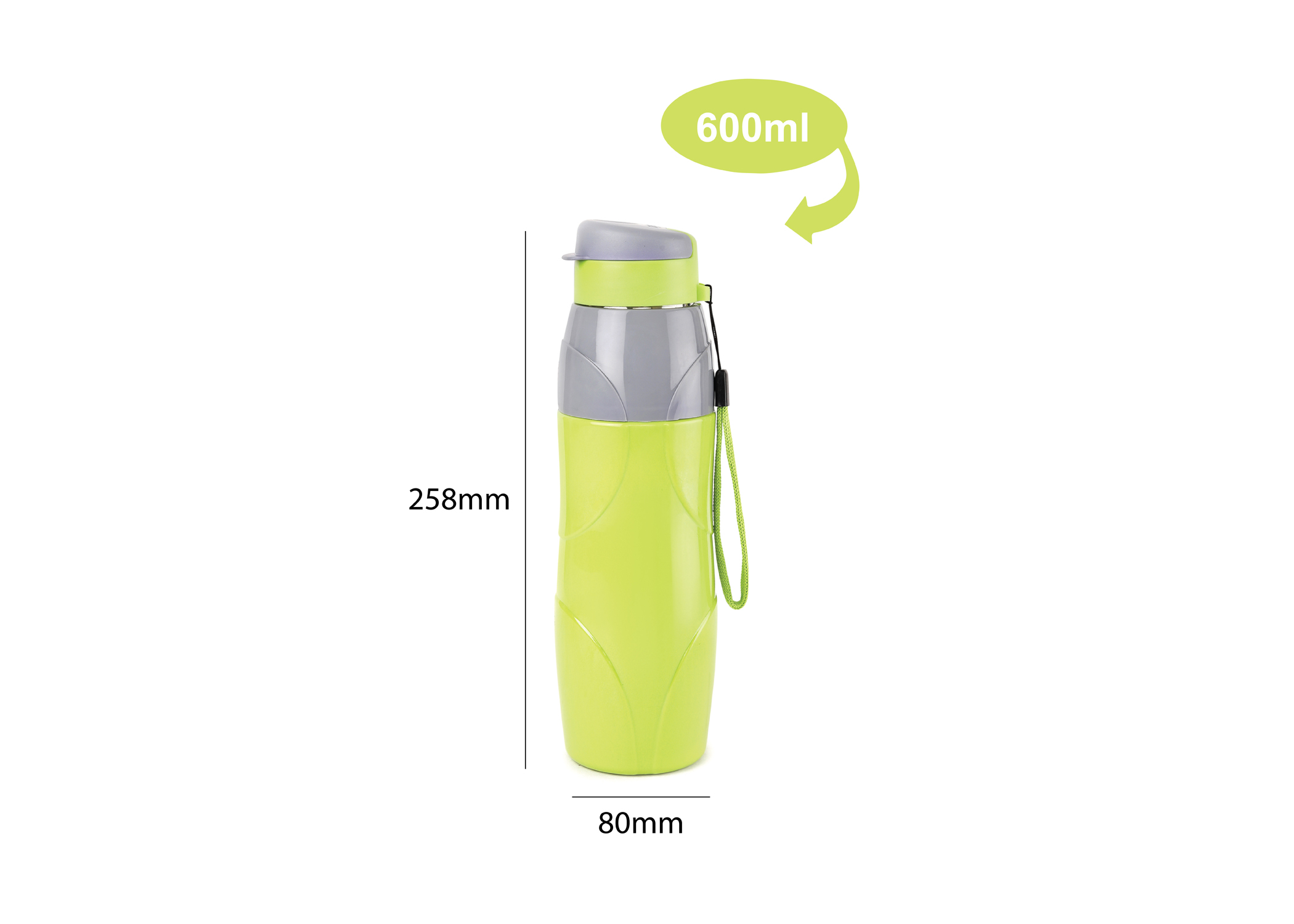 CELLO PURO LEXUS WATER BOTTLE STAINLESS STEEL INNER, 600ML, GREEN