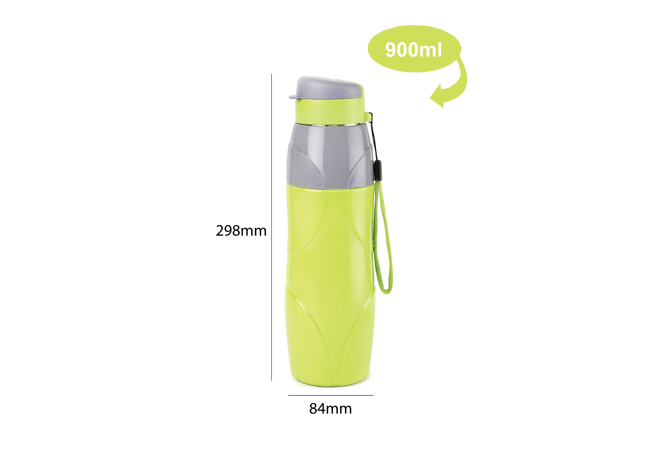 CELLO PURO LEXUS WATER BOTTLE STAINLESS STEEL INNER, 900ML, GREEN