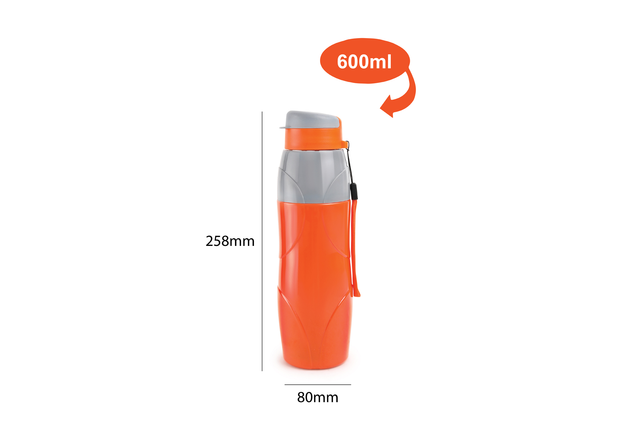 CELLO PURO LEXUS WATER BOTTLE STAINLESS STEEL INNER, 600ML, ORANGE