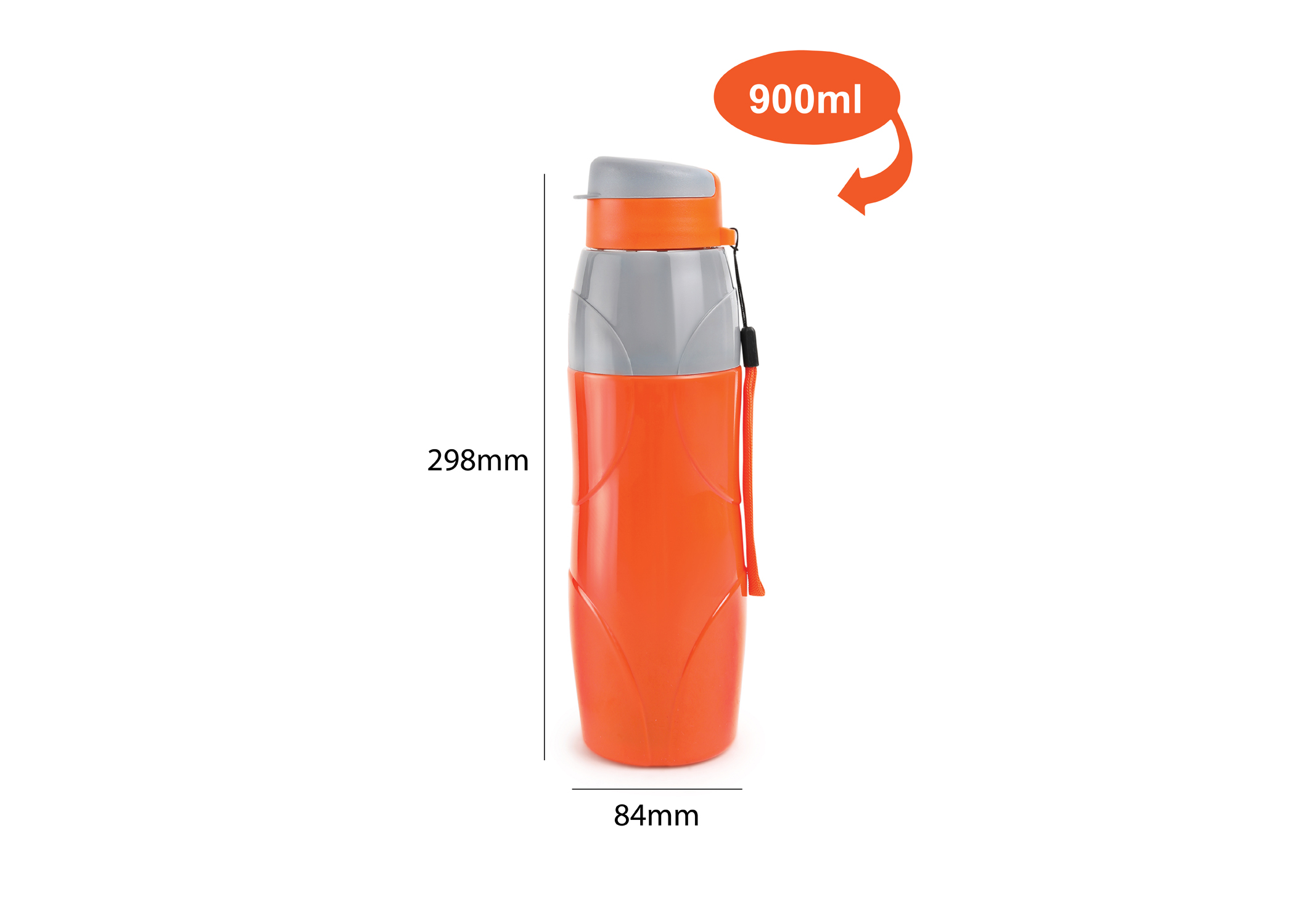 CELLO PURO LEXUS WATER BOTTLE STAINLESS STEEL INNER, 900ML, ORANGE