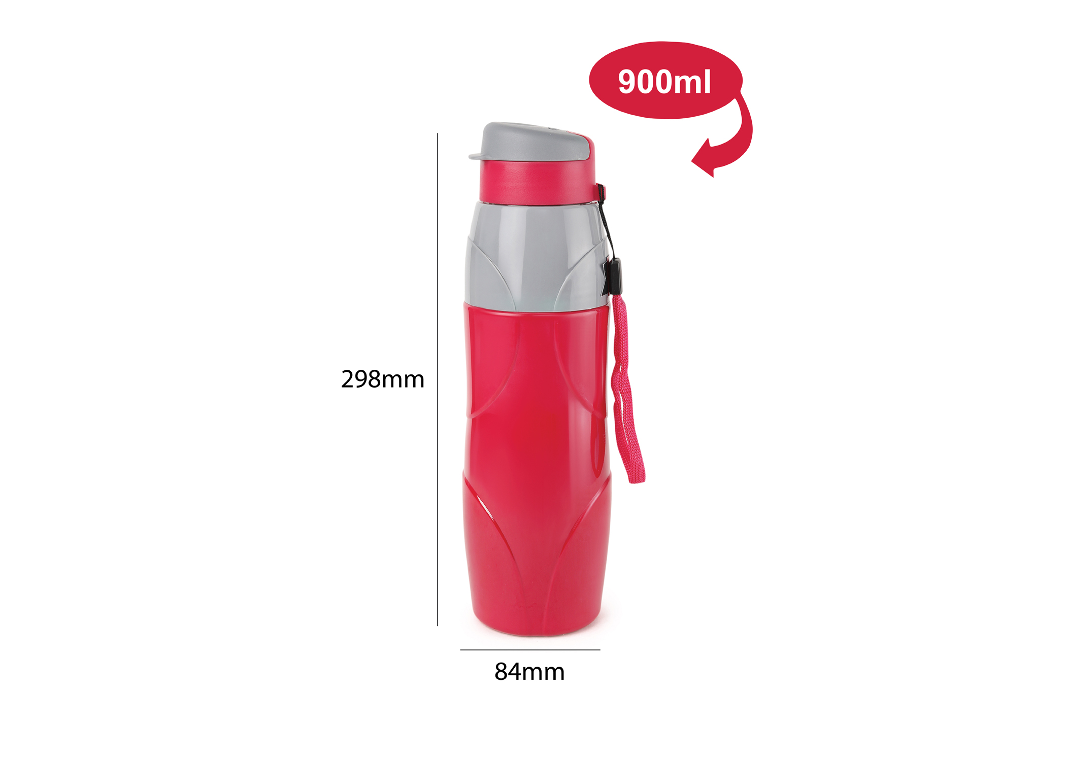 CELLO PURO LEXUS WATER BOTTLE STAINLESS STEEL INNER, 900ML, RED